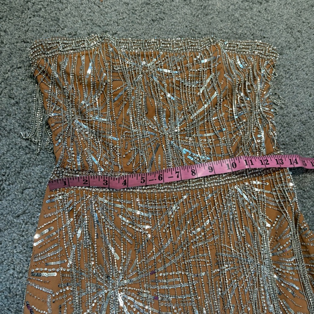 Retrofete NEW Dixie Sequin Fringe Dress In Silver Nude Size S - Picture 15 of 16